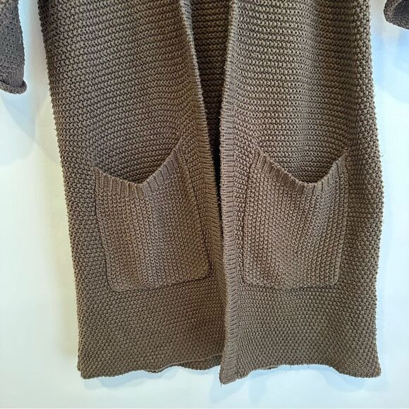The Skinny Brown Erinn Boyfriend Waffle Knit Open Cardigan OS - Picture 4 of 6